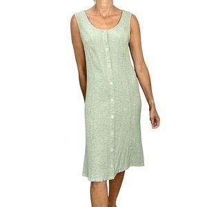 Vintage 80s 90s Claire France crinkly sage green sleeveless sun summer dress 18